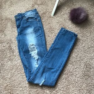 Skinny ripped jeans!